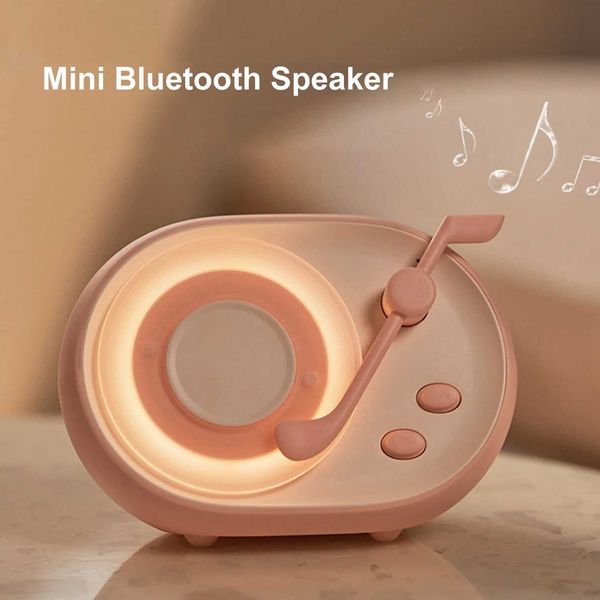 Vinyl Bluetooth Speaker Cute Mini Portable Speaker Sound Box Vintage Retro Turntable Vinyl Player Speaker with LightM240806
