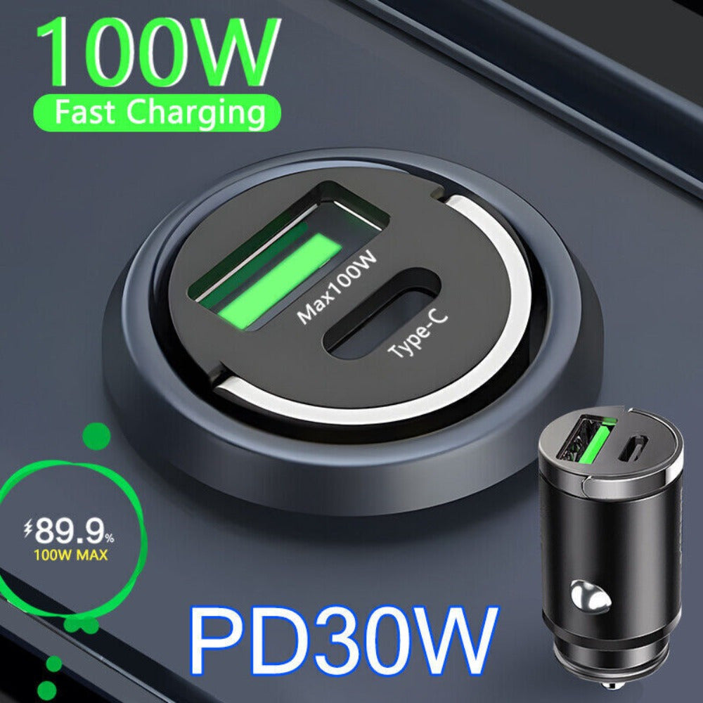 TEMU 2025 New Upgraded Version Dual-port Mini Usb Car Charger, Fast Charging, , Male To Female Connector With , Suitable For Smartphones And Devices,