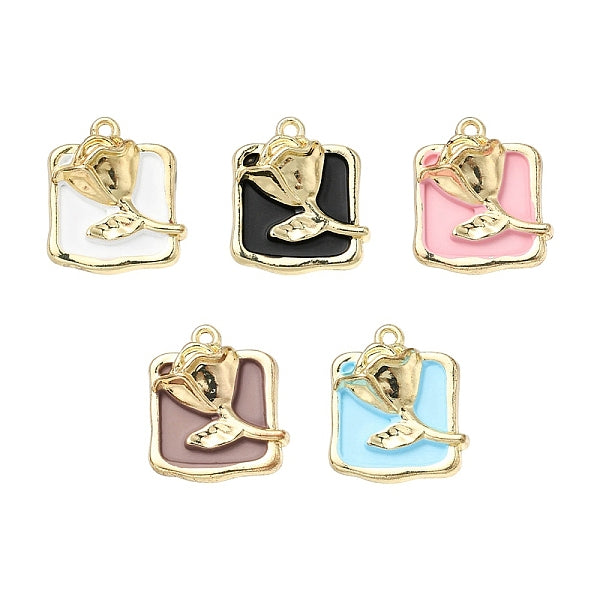 5pcs pendentifs en émail en alliage de placage en rack