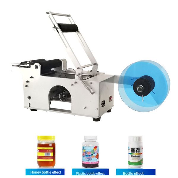Round Plastic Bottle Label Machine Semi-Automatic Round Labeling Coding Device Aluminum Body Bottle Sticker Equipment