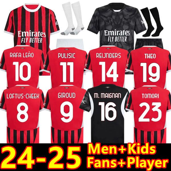 24 25 Maglia MilAn GIROUD RAFA LEAO PULISIC 4th 2024 2025 Soccer Jersey Kid Kit Home Away 3rd Football Shirts Calcio Maillot TOMORI THEO Ple