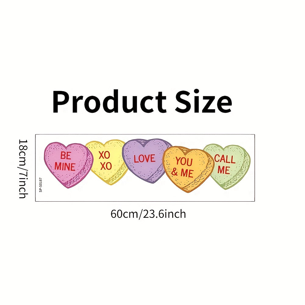 TEMU 1pc Modern Valentine's Day Wall Decal, Romantic Colorful Heart Pattern, Self-adhesive Waterproof Pvc Sticker For Living Room Bedroom, Detachable