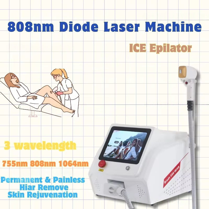 3500W Diode Laser Hair Removal Machine 3 Wavelength 755nm 808 nm 1064nm Ice Cooling for Face Body Permanent Painless Women Men