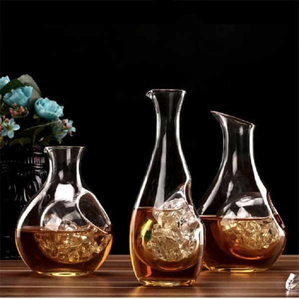 Hip Flasks Japan Crystal Ice Flask Glass Wine Bottle Hamster Nest Cooling Room Hole Sake Glass Beer Cooler Wine Dispenser Carafe Decanter 22