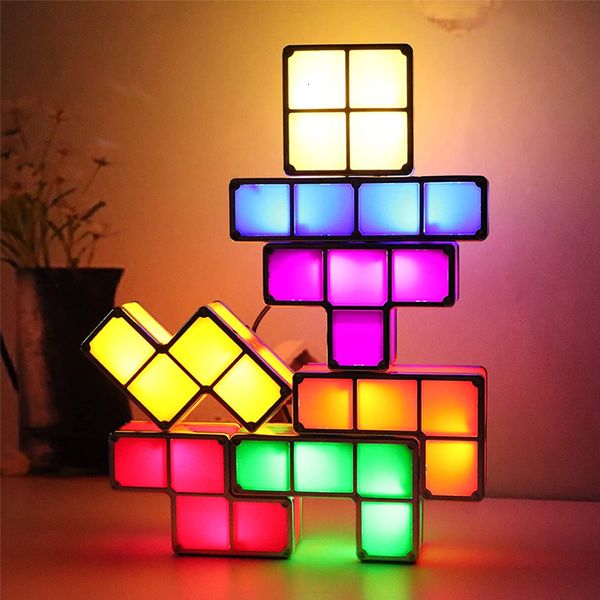 Novelty Items Stackable Night Light DIY Puzzle Novelty LED 7 Colors 3D Tangram Light Home Bedroom Desk Lamp Kids Teens Ideal Birthday Gift 2