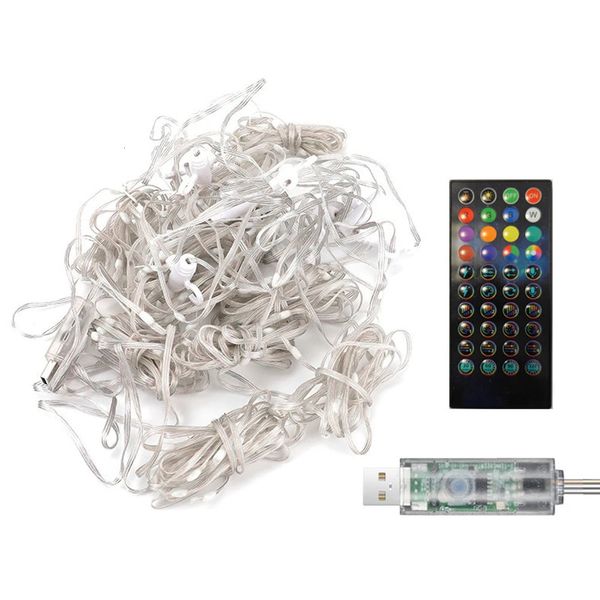 Decorations Fairy Curtain LED Christmas Light DC5V RGBIC WS2812B Smart Curtain String Light Bluetooth APP Control Christmas Fairy Light 3*1m