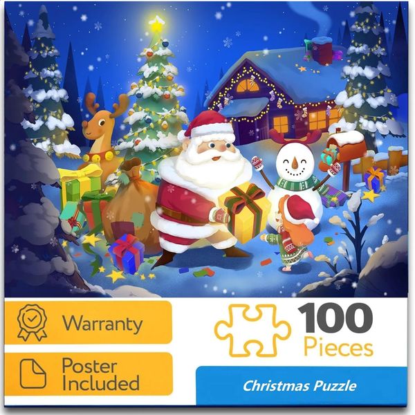 100Pcs Santa Christmas Jigsaw Puzzlethe gifts that count Fun Learning Educational Toy Xmas year Gifts for Family Time 240718