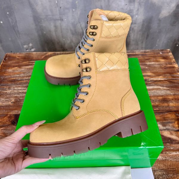 Designer Shoes luxury Haddock Lace-up ankle boot nubuck calfskin with leather Martin Boots fashion Men Women outdoors Platform Mountaineerin