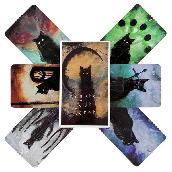 Haunted Cat Tarot Deck Cards ic Wisdom Divination Visions Orac Board Games Deck Party EditionXJ241213