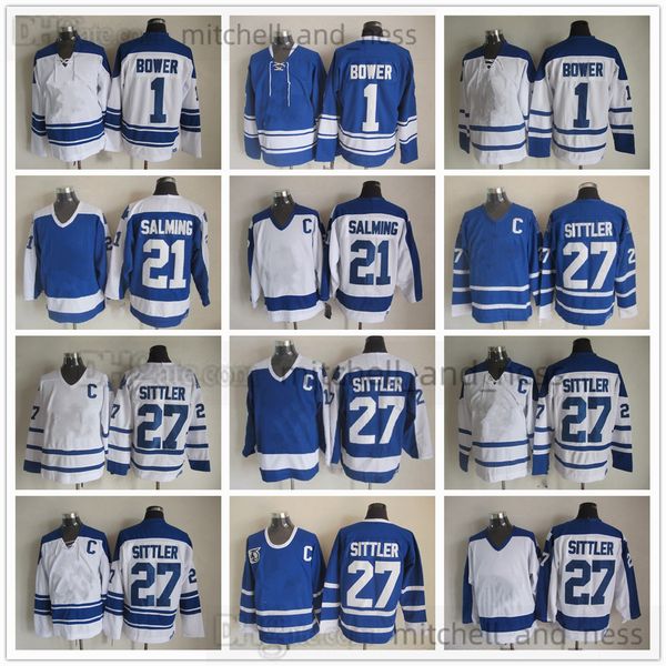 Movie Vintage Hockey Jersey Retro CCM Embroidery 27 Darryl Sittler Jersey 1 Johnny Bower 21 Borje Salming Jerseys