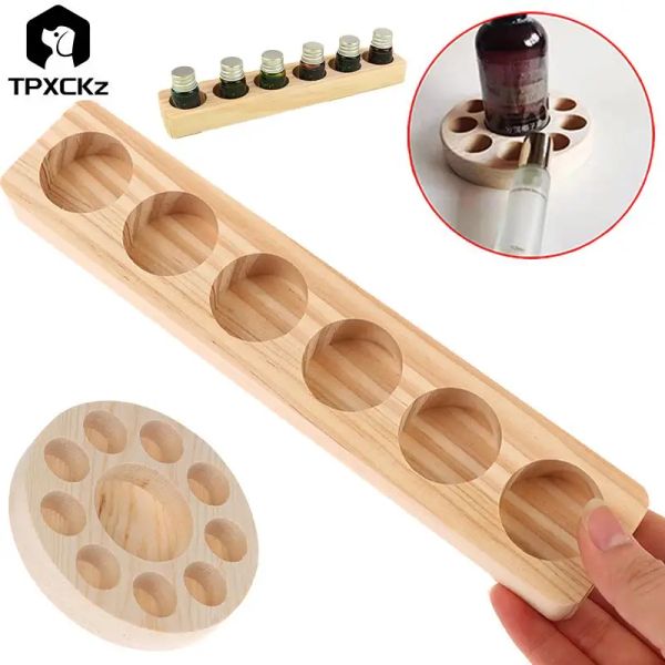 6-10Hole Essential Oil Wooden Display Stand Essential Oil Storage Rack Smooth For Essential Oils Bottle Holder Perfume Storage