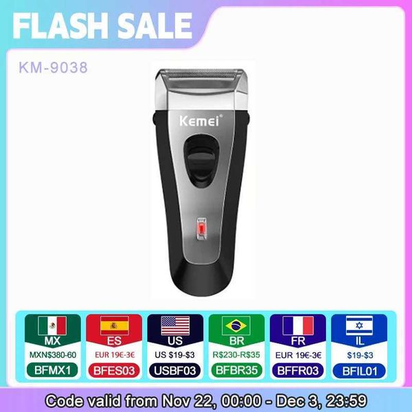 Electric Shaver Kemei KM-9038 Foil Professional Electric Shaver Portable Razor Rechargeable Beard Trimmer USB Hair Shaving Machine for Men z