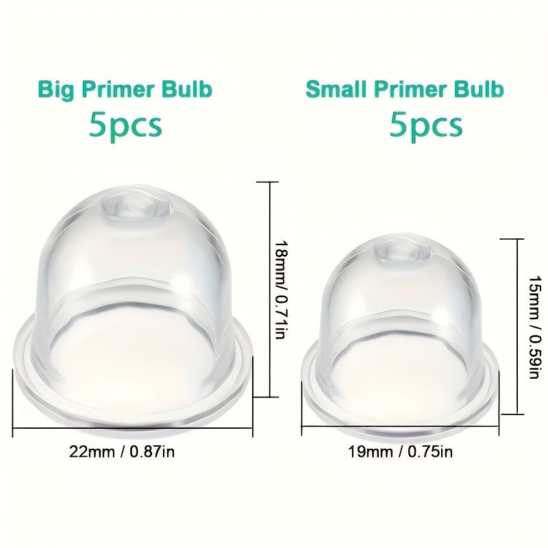 TEMU 10pcs Durable Plastic Carburetor Start Bulbs, 19mm-22mm - Essential For Lawn Mowers, Trimmers & Hair Dryers - Clear Petrol Capsule Pump