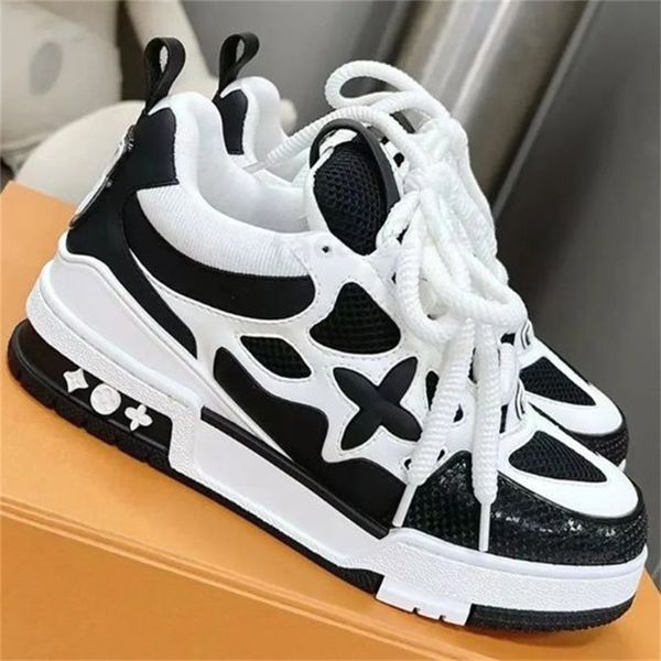 2024 Designer flat sneaker trainer casual shoes denim lovers leather abloh white green red blue letter overlays fashion platform mens womens