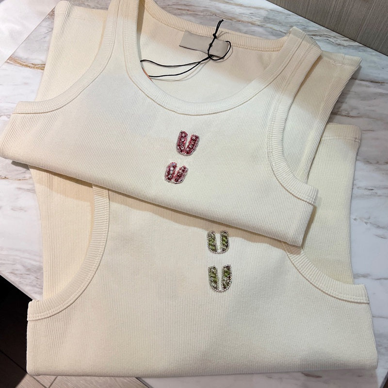 Good Quality Fashion Designer Beads Letter Style T-Shirt Tanks Tops Designer Summer Vest Luxury Singlet Sports Fitness Vest