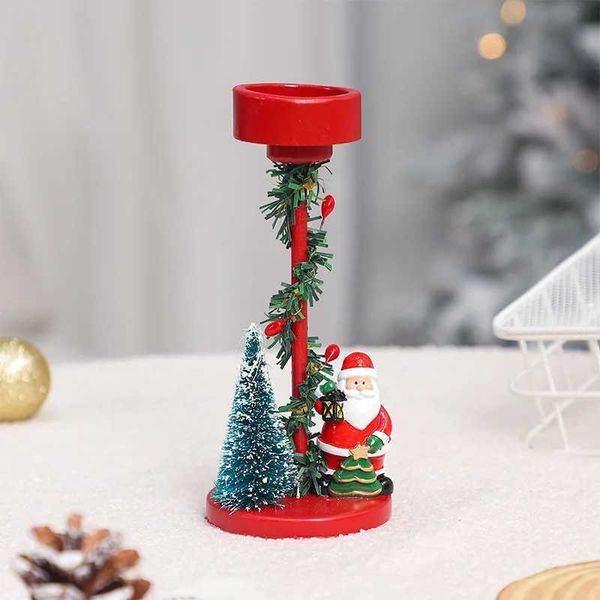 Candle Holders Christmas Candle Holder Cute Reindeer Santa Snowman Candlestick Holders Resin Taper Candle Holders for Xmas Home Table Firepl