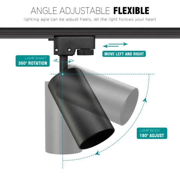 Set LED Track Light Downlight 5W 7W Adjustable Ceiling Spot Light Rail Lamp GU10 Bulb Replaceable Wall Clothes Store Lighting