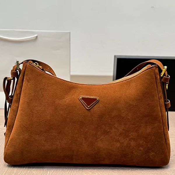 Suede Brown Womens Designer Totes Soft Leather Handbag Casual Women&#039;s High Quality Autumn Winter Underarm Shoulder Bag