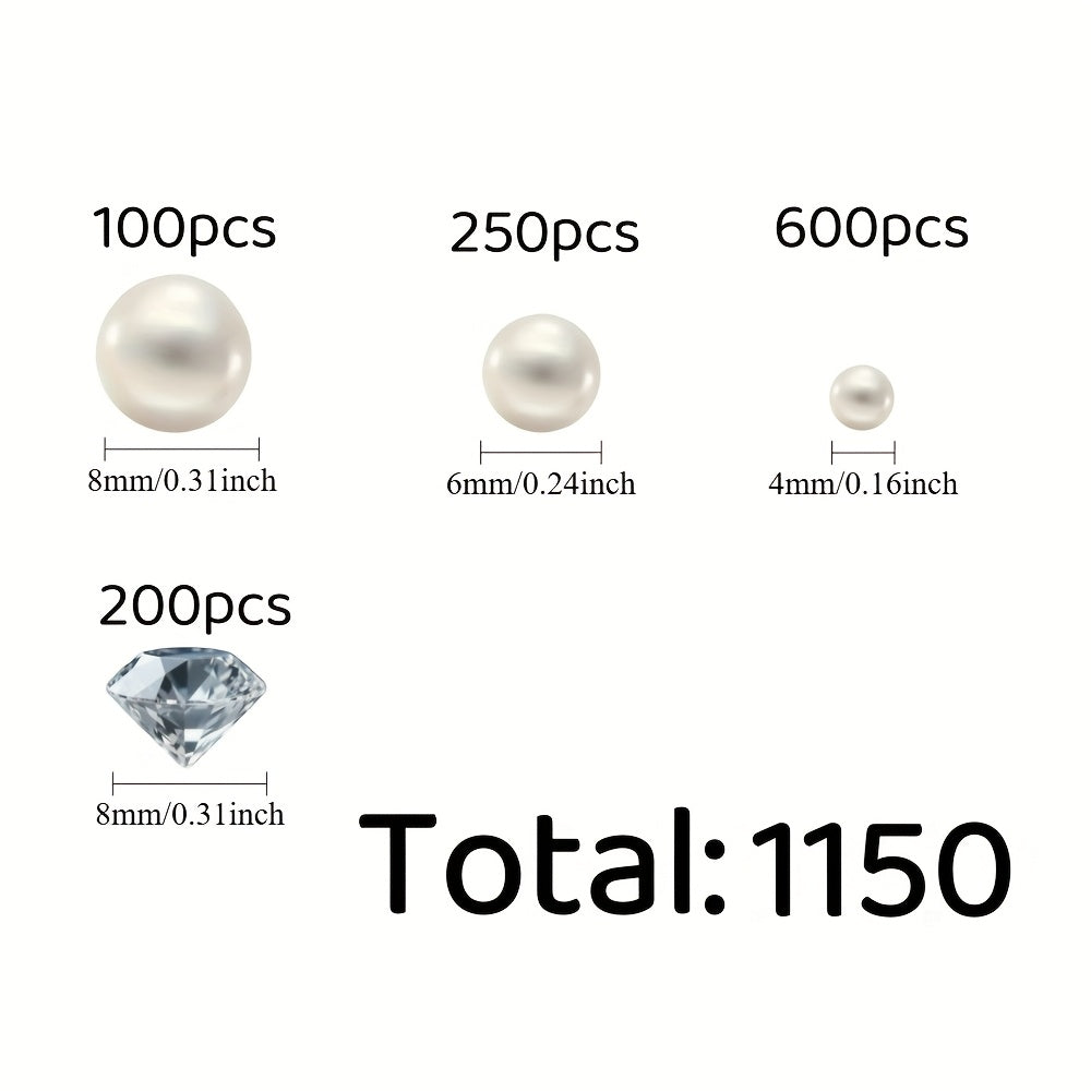 TEMU 1150 Pearls For Centerpiece Vase, Pearl And Diamond Accessories, Vase Filler For Home Decoration, Suitable For Floating Candle Centerpiece, For