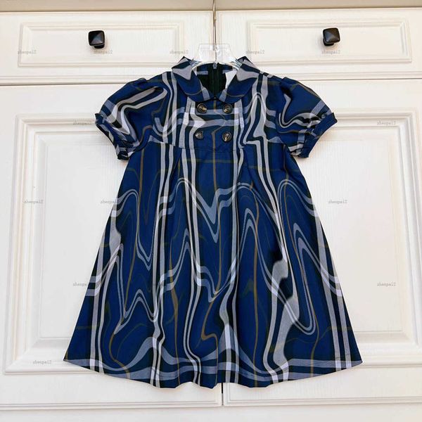 Luxury girls dresses kids designer clothes Blue stripe design baby skirt child partydress Size 100-160 CM Princess dress