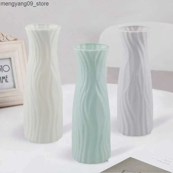 Vases Plastic Flower Vase Imitation Ceramic Solid Color Flower Arrangement Container Living Room Decoration J241210
