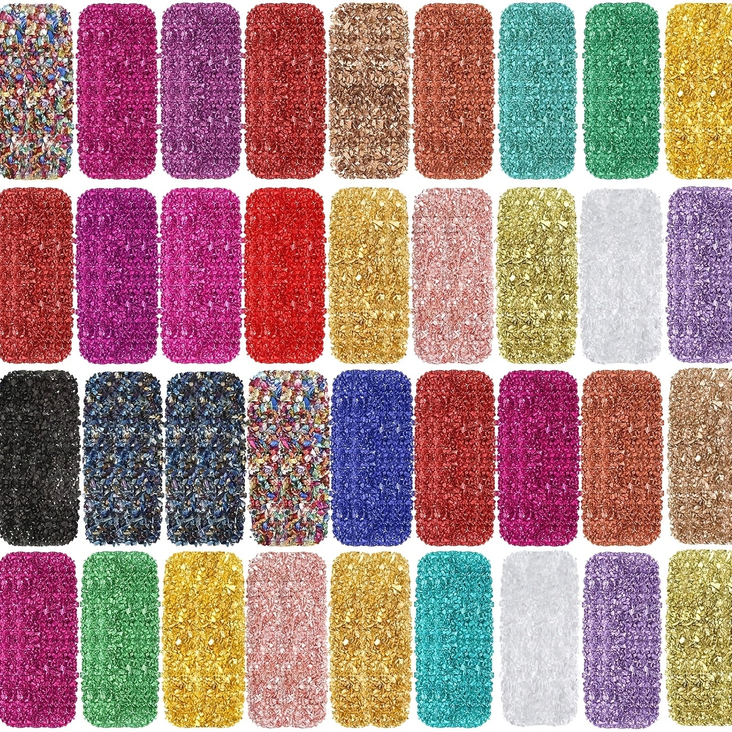 TEMU 36 Pack Crushed Glass Glitter, Broken Crushed Glass Pieces For Craft Resin Nail Diy Craft Vase Filler Epoxy Resin Art Jewelry Making