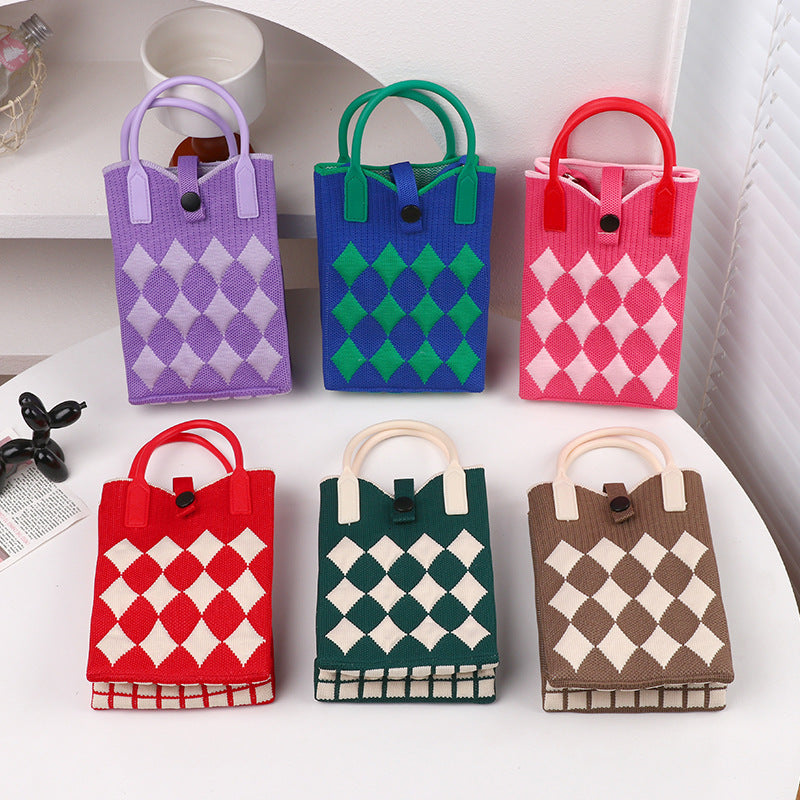 R07 Trendsetting Korean-Influenced Casual Knit Shoulder Sling Pouch For Smartphones & Essentials