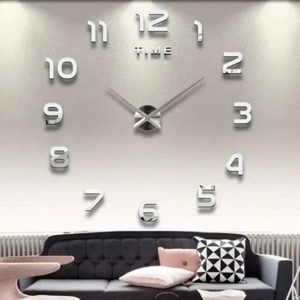Bedroom decoration clock large 3D wall clock living room large garden acrylic mirror sticker decorative art clock digital W240806