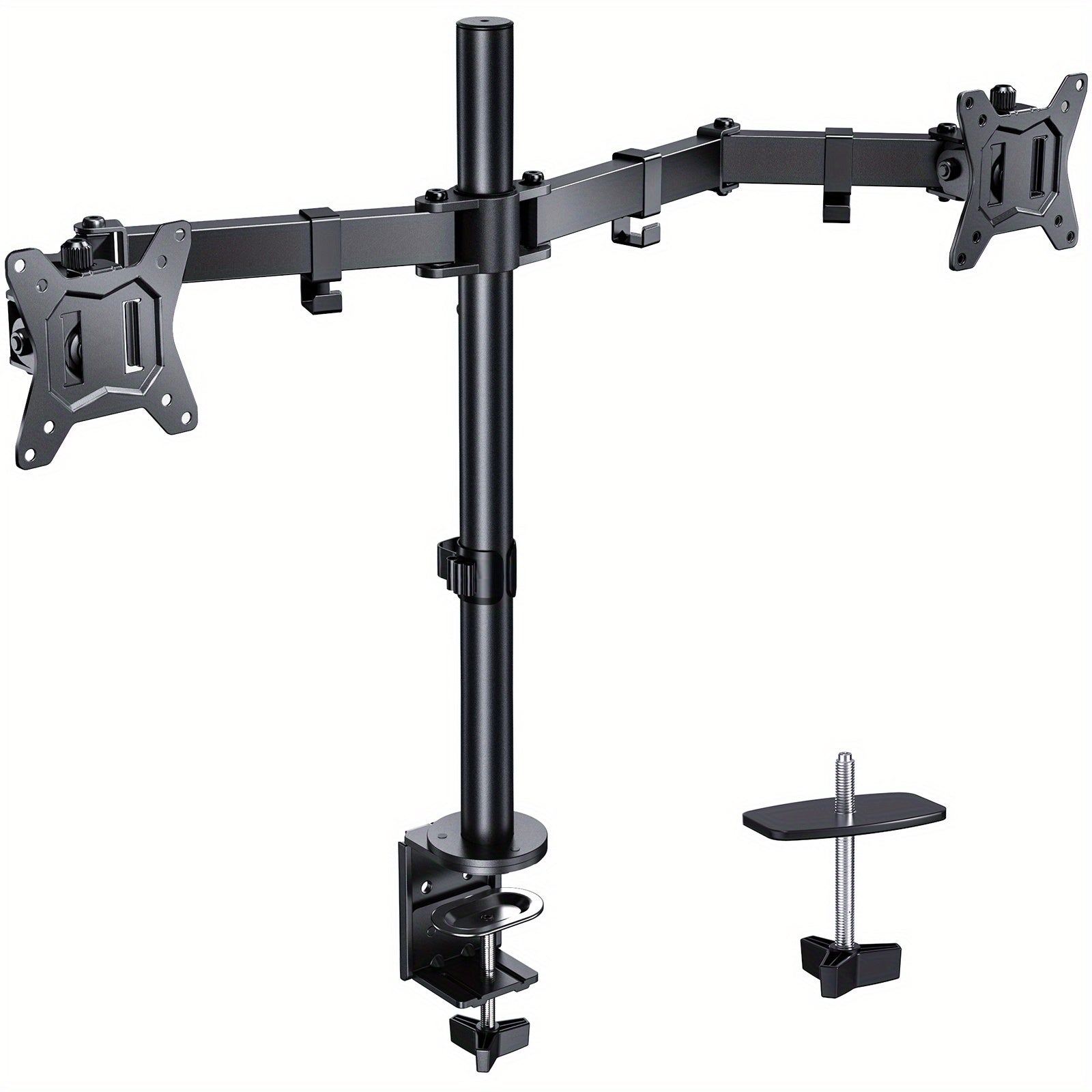 TEMU 32 Inches Dual Monitor Mount, 2 Screens Heavy Duty Adjustable Arm, Fully Adjustable Height, Tilt, Swivel, Rotate, Supports 17.6 Lbs Per Monitor