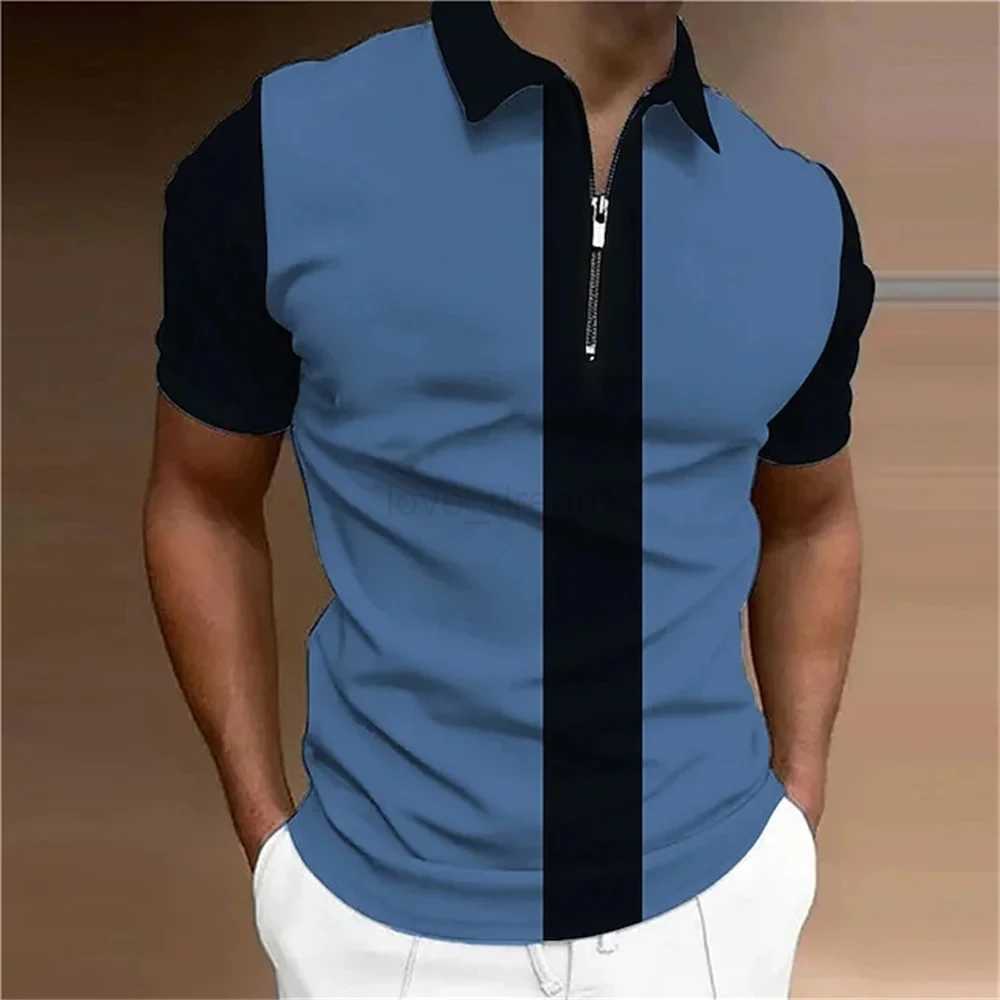 Men Short Sleeve Turn-down Collar Top Letter Printing Button Striped Polo Tees New Summer T Shirts for Fashion Pullover TopsXJ240920