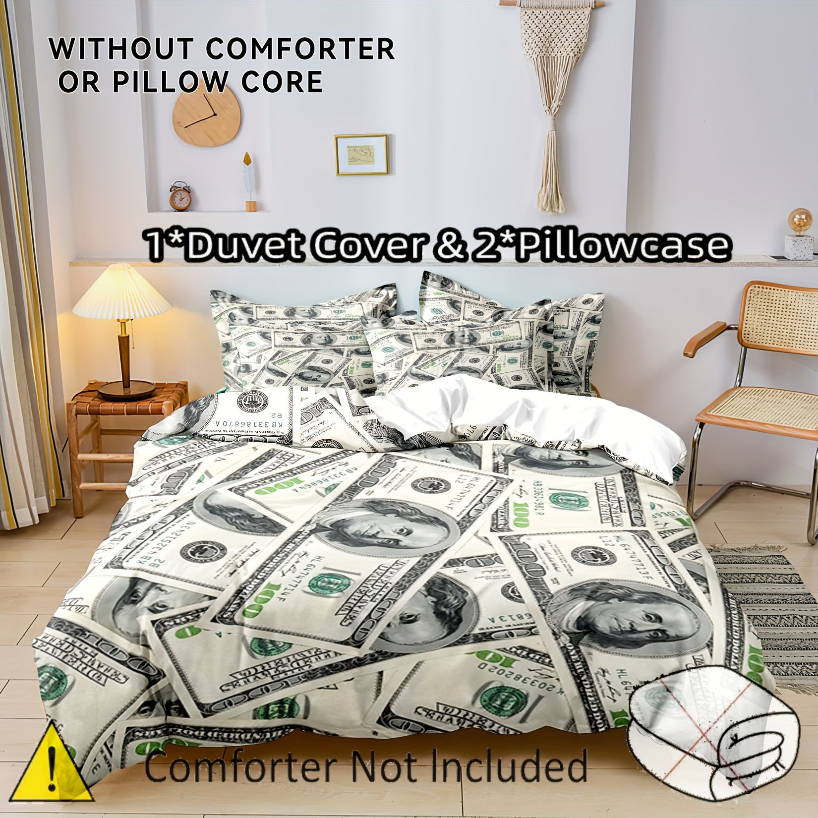 TEMU 3pcs Duvet Cover, Fashionable, Comfortable And Soft Bedding Set For Bedroom Dormitory Room Decoration (1*duvet Cover + 2*pillowcases, Core Not