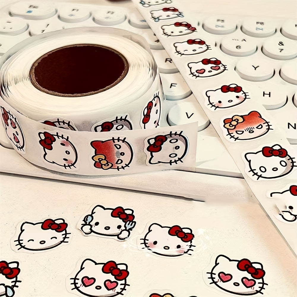 TEMU 500pcs Hello Kitty Sticker Roll - Colorful Stickers For Scrapbooking, Gift Wrapping, Party Favors, And Diy Crafts - , Reusable Sticker Roll