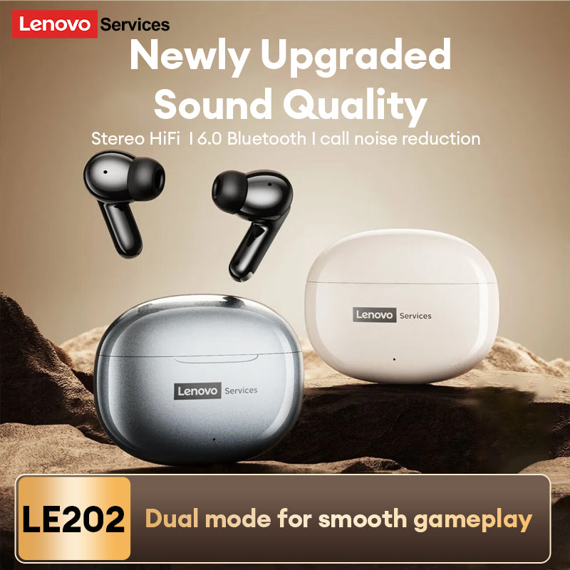 Original LenovoServices Wireless Bluetooth 6.0 Earphones Active Noise Canceling Headphone HIFI HD Call Low Latency Gaming Headset LE202