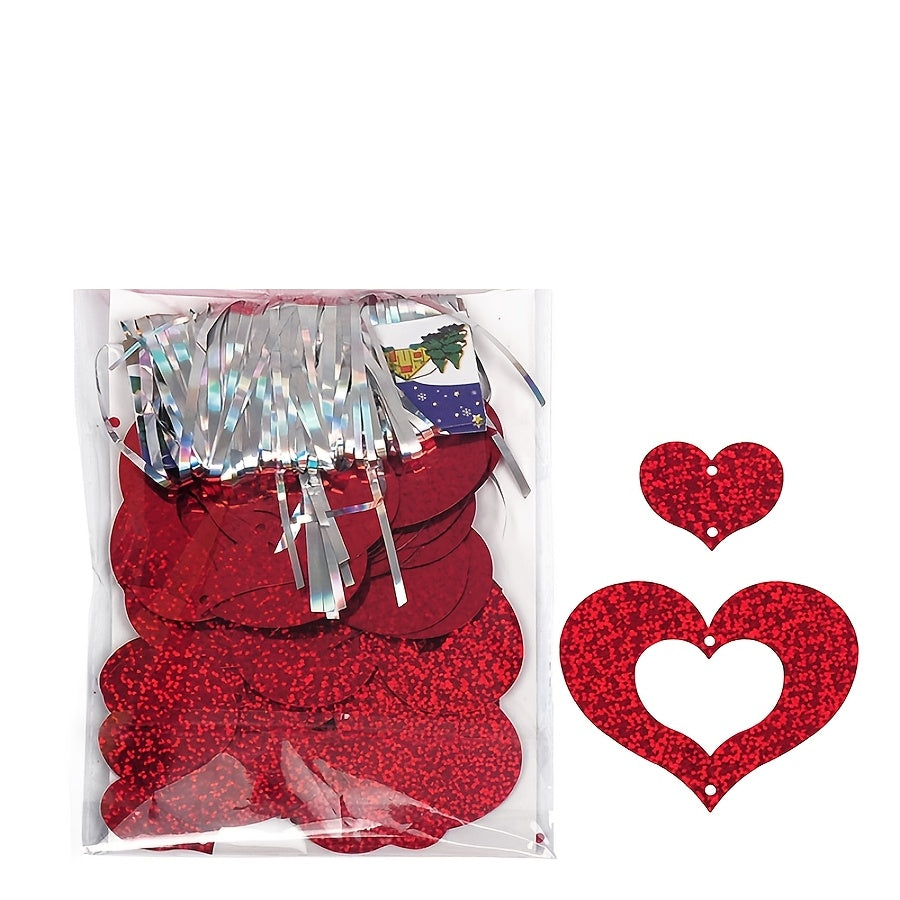 TEMU [glossy Finish] Heart-shaped Hanging Decorations | 100pcs Red Heart Ornaments For Valentine's Day, Weddings & Engagements | Glossy Plastic With