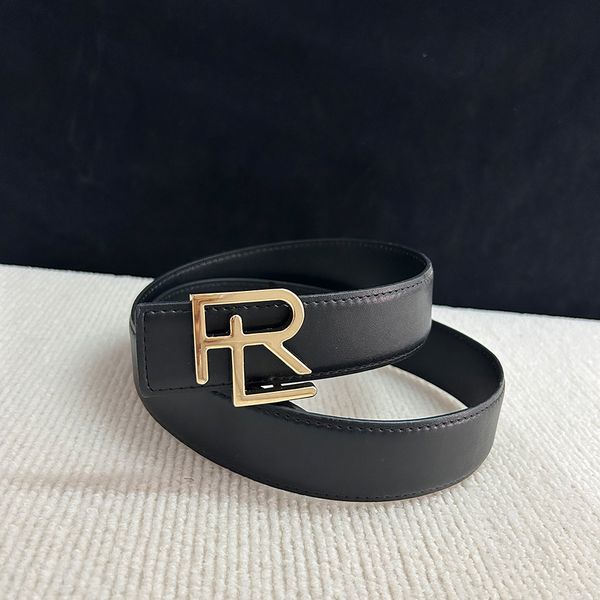 Fashionable men&#039;s and women&#039;s luxurious leather belt, classic letter alloy smooth buckle waist belt