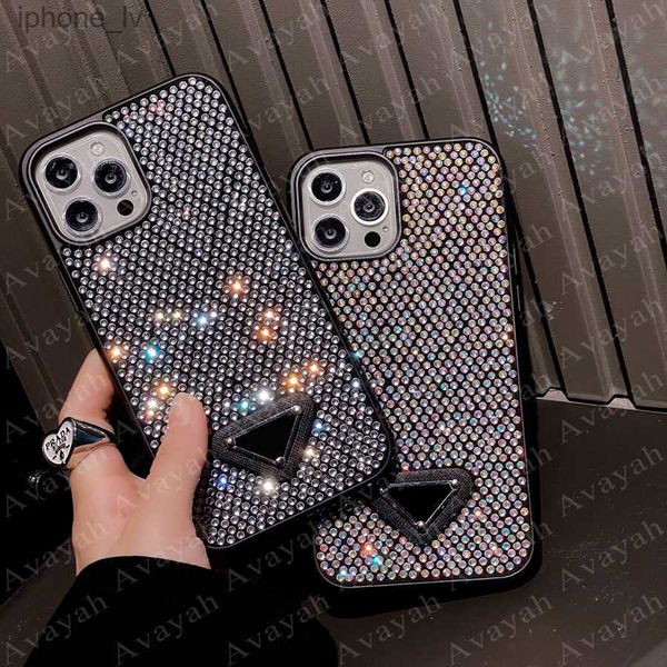 Luxury Triangle P Cell Phone Cases for iPhone 14 14plus 14pro 13 13pro 12 Pro Max 11 Clear Glitter Rhine Stone Case Bling Shiney Cover