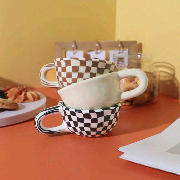 1pc Ceramic Mugs Coffee Cups Hand Pinched Irregular Flower Milk Tea Cup ins korean style Oatmeal Breakfast Mug Drinkware KitchenT250211