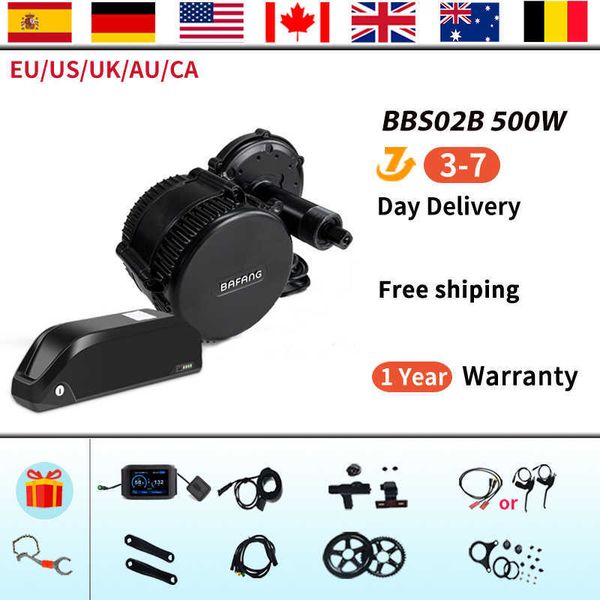Bafang 500W 48V Mid Drive Motor BBS02 BBS02B Electric Bike Kit Conversion With 48V20Ah E-bike Lithium Battery 21700 18650 Cell