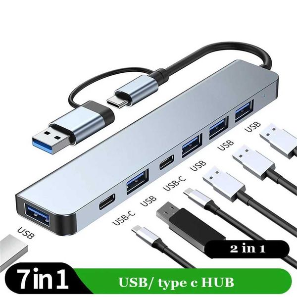 7-Port USB A C Hub 3.0 2.0 Type Multi Adapter Multi Hub Dock Divider Laptop Computer Expansion Accessories CL240905