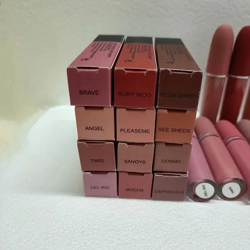 Brand Makeup Lip Gloss Collection Christmas Lipstick Set Matte Lipstick 12 Colors #007