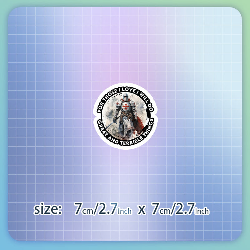 TEMU 2pcs Templar Knight Car Sticker - Inspirational Christian Quote Vinyl Decal, & Reusable, Self-adhesive For Cars, Laptops, Bottles, Wood, Glass,