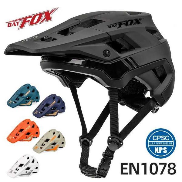 Cycling Helmets Batfox Ultralight Mountain Bike Helmet DH Downhill MTB Integrally-molded Bicycle Cycling Helmet Sun Visor Safety Cap Men Rid