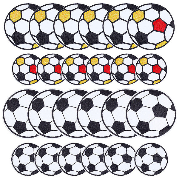 24 pz. 4 stili di toppe da cucire su stoffa ricamate computerizzate a tema calcio