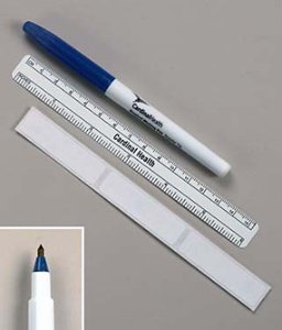 Cardinal Health Skin Marker with Ruler and Labels, Full Size Tapered Tip, Box of 50