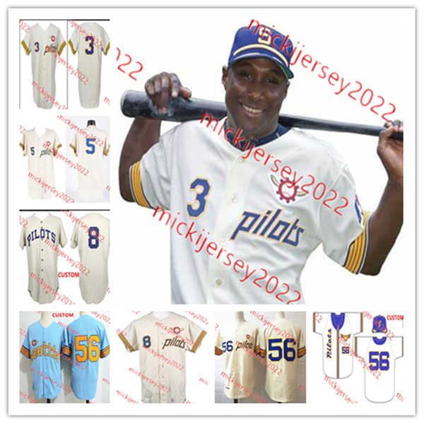 Mike Hegan Seattle Pilots 1969 Baseball Jersey Custom Stitched Mens Youth 3 Joe Schultz 56 Jim Bouton 5 Don Mincher Seattle Jerseys