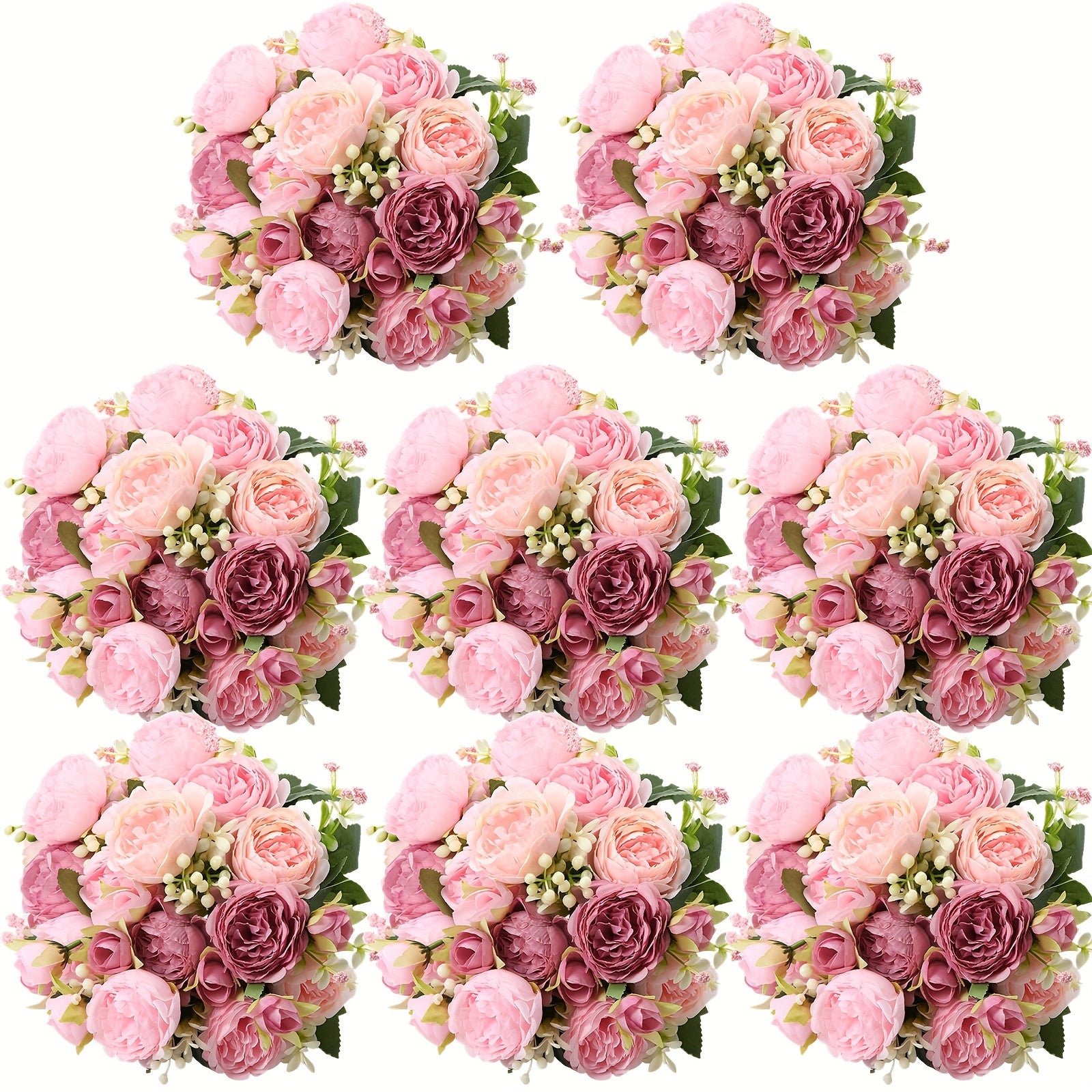 TEMU 8 Bundles Artificial Peonies Flowers Fake Peony Bouquet Peonies Flowers Bulk For Decoration Vase Arrangements Wedding Home Party Table ( Red,