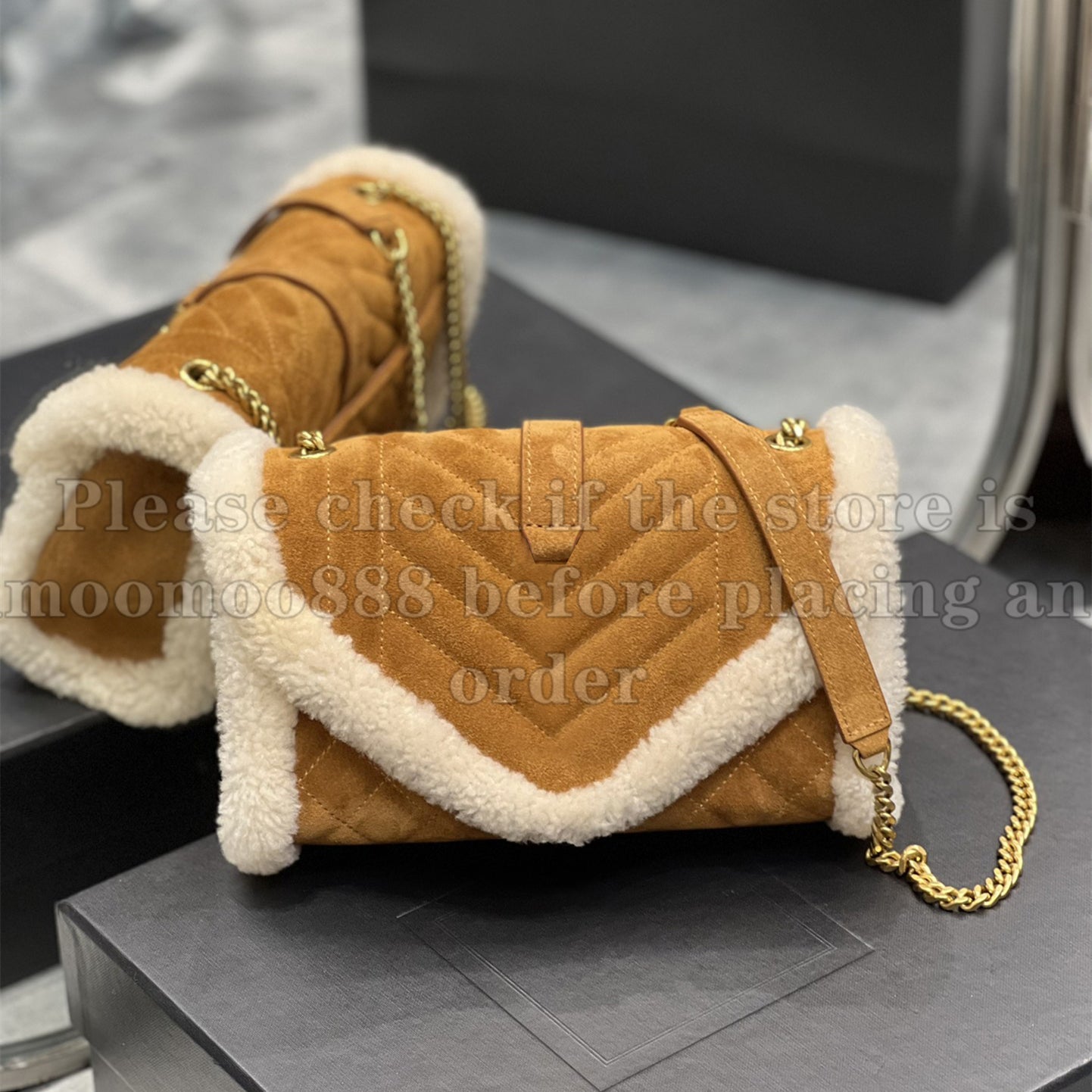 12A All-New Mirror Quality Designer 21cm Small Envelope Bag Womens Suede Bags Luxurys Handbags Shearling Quilted Purse Crossbody Camel Shoulder Stra
