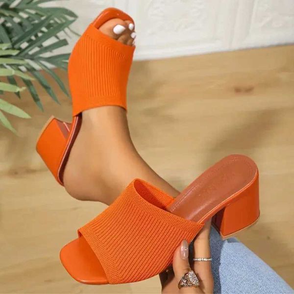 Knitting High Heels Women Slippers Chunky Sandals Shoes Summer Trend Flip Flops Fashion Woman Shoes Brand Pumps Women Slides Y250122