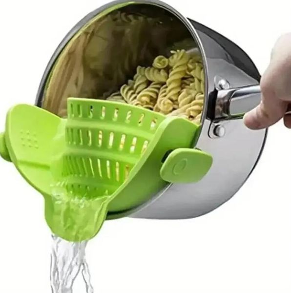 1 Pcs All Pots And Pans,Pasta Clip On Food Strainer For Meat Vegetables Fruit Silicone Kitchen Colander