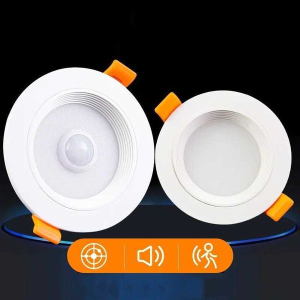 LED tube light PIR motion sensor 3W 5W 9W tube light sensing circular LED panel light 220V embedded spotlight room lighting CL240904